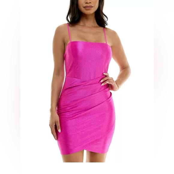 EMERALD SUNDAE Juniors' Side-Pleated Shimmer Dress / Size: XXS - Picture 1 of 13